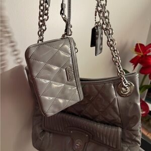 Coach Silver Quilted Shoulder Bag Set